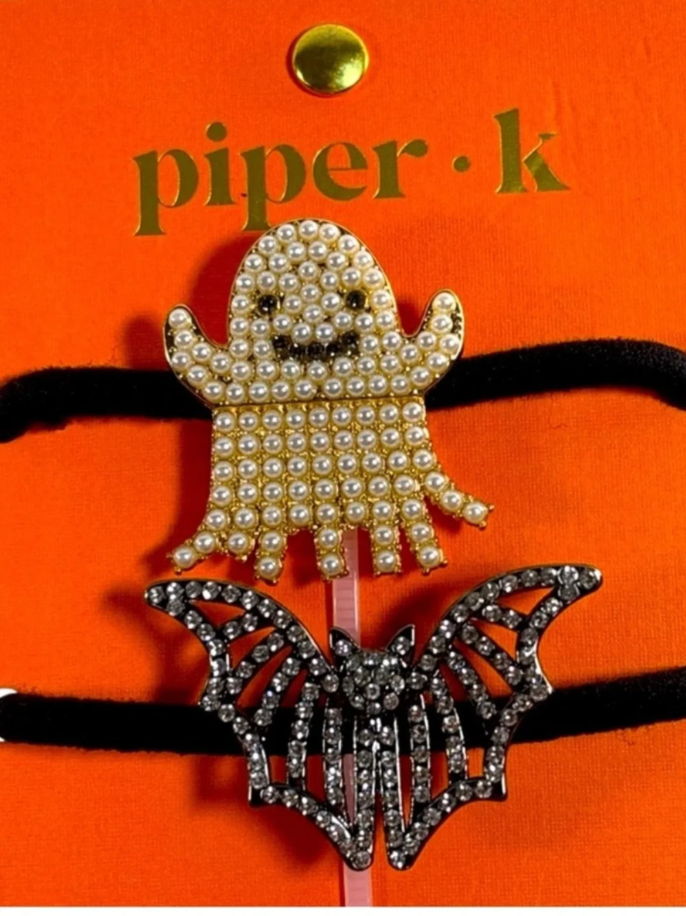 Piper Halloween Hair Ties - Black and Gold 5 each- Women Accessories